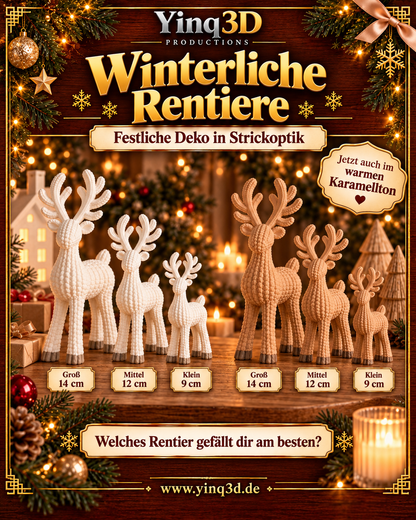 Rentier in Strickoptik – Weihnachtsdeko in 3 Größen