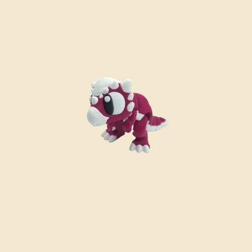 Rot-weiße Pachycephalosaurus-Miniatur aufrecht mit großen Augen.