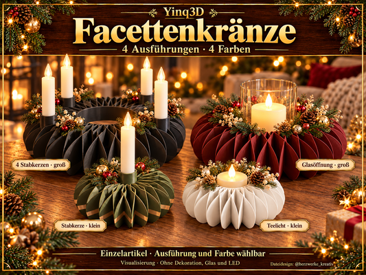 Facettenkranz von Yinq3D als Advents- und Weihnachtsdekoration
