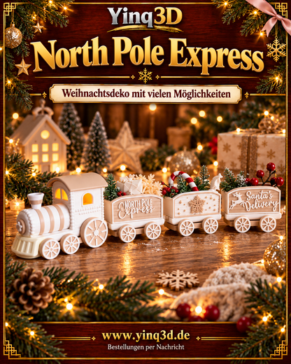 Weihnachtszug Nordpol Express in festlicher Dekoration